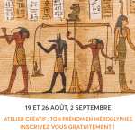 Ateliers créatifs hyéroglyphes & maquillage et Escape game gratuits du 19/08 au 02/09 (sur réservation) - CC Boulogne Côte d'Opale (62)
