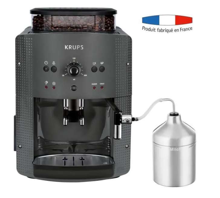 Machine à café automatique avec broyeur à grains Krups YY4451FD Essential  avec mousseur à lait - 15 bars –