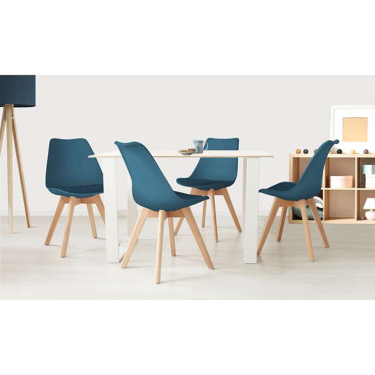 Lot de 6 chaises SARA bleu canard pour salle à manger - Achat