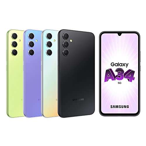 Smartphone 6,6" Samsung A34 128Go + Chargeur rapide 25w