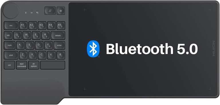 Tablette graphique Huion KD200 - Bluetooth 5.0, 8.9x5.6", Clavier Dial 23 touches & 5 boutons de raccourci, Compatible PC/Mac/Android (VT)