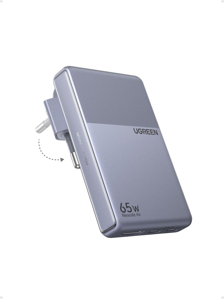 Chargeur secteur UGREEN Nexode Air Slim 65W - 3 ports (2x USB-C + USB-A), PD 3.0/PPS/QC 4+, prise pliable, ultra-fin (vendeur tiers)