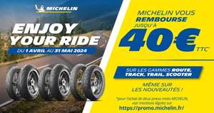 40€ remboursé pour l'achat d'un train de pneus Michelin (voir liste des modèles)