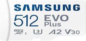 Carte mémoire microSDXC Samsung Evo Plus - 512 Go, U3, Classe 10, A2, 130 Mo/s + Adaptateur SD