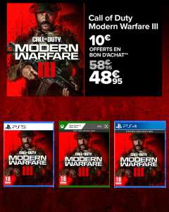Call of Duty : Modern Warfare III Édition Standard sur PS5, PS4, Xbox Series X / One (+10€ en bon d'achat sur les rayons Maison & Loisirs)