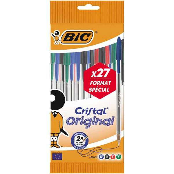 Lot de 27 stylos bille Crystal Bic (Via 2,09€ sur la carte de fidélité)