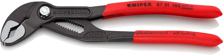 Pince multiprise de pointe Knipex Cobra (87 01 180) - 180 mm, ouverture Ø42 mm, gaines PVC anti-dérapantes — promo Tech