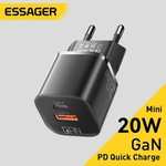 Chargeur Essager - GaN, 20W, 1 USB-C + 1 USB-A, Power Delivery 3.0 & Quick Charge 3.0