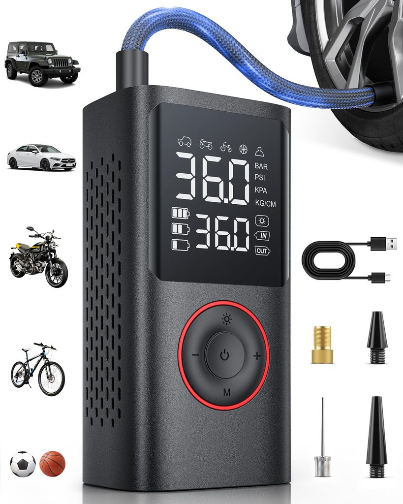 Gonfleur Pneus Voiture sans fil Powools -150PSI Compresseur 8.9x4.8x13.8cm (vendeur tiers)