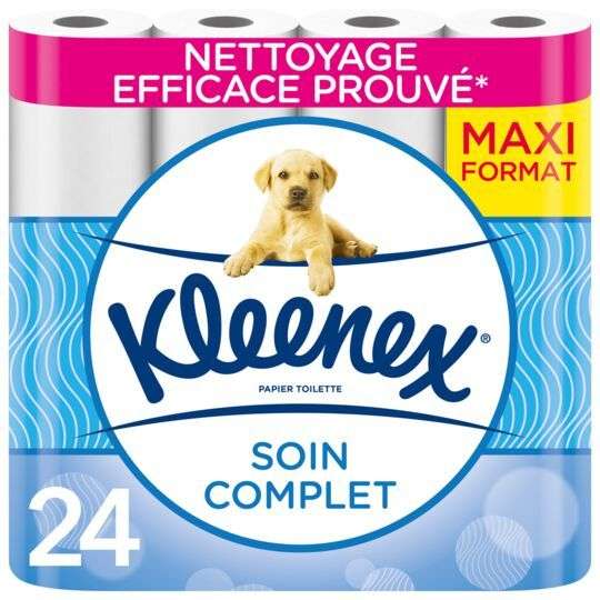 Paquet de 24 rouleaux de Papier toilette soin complet Kleenex (Via 5,99€ sur la carte fidélité) - Dans une sélection de magasins