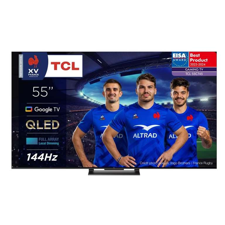 TV 55" TCL 55C745 (2023) - 4K, QLED Full LED, 144Hz, HDR Pro, Dolby Vision & Atmos iQ, FreeSync, Google TV (via ODR 100€ + 110.33€ fid)