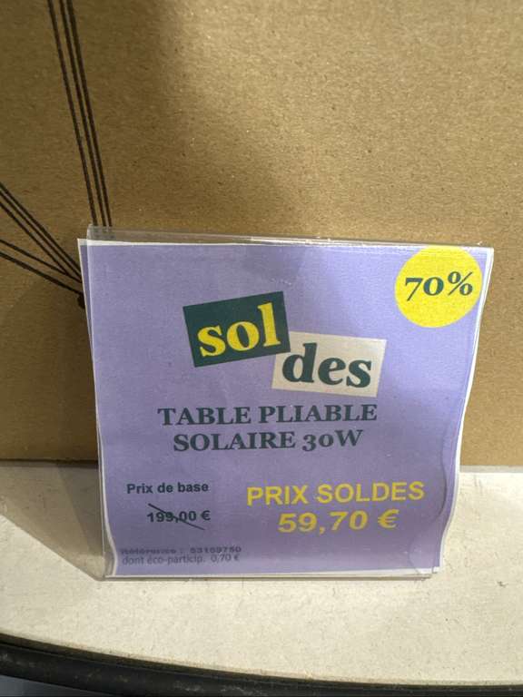 TABLE PLIABLE SOLAIRE 30W