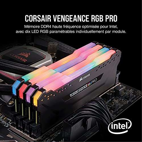 Kit mémoire Ram DDR4 Corsair Vengeance RGB pro 16 Go (2x8 Go) - 3200 Mhz CL16