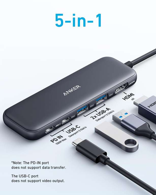 Hub USB C Anker , hub USB-C 332 (5 en 1) (Vendeur tiers)