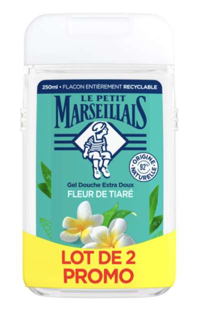 Lot de 2 gels douche - Le Petit Marseillais - 2x250ml - Différentes variétés (Via 2,79€ sur la carte fidélité)