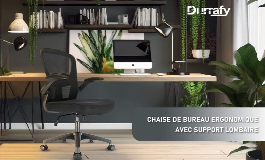 CDAV ]Chaise de bureau ergonomique Durrafy avec dossier en maille
