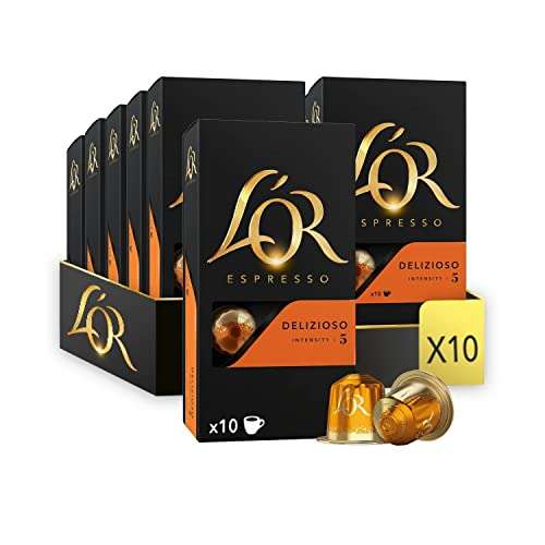 10 lots de 10 capsules L'OR Café Espresso - Delizioso - Intensité 5 [x100]