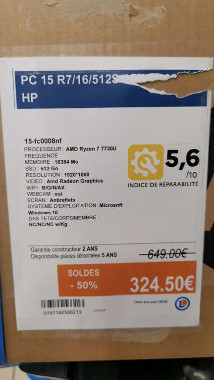 PC Portable 15" HP 15-fh00004nf - e.leclerc marly (57)