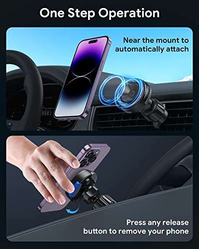 Belkin Support de voiture PRO avec MagSafe pour iPhone 13 (tous les modèles  de l'iPhone 13 fixés au support aimanté) : : High-Tech
