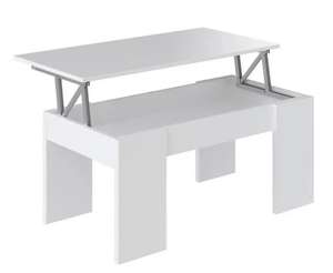 Table basse Swing - plateau relevable, style contemporain, blanc mat, L100 cm x l50 cm