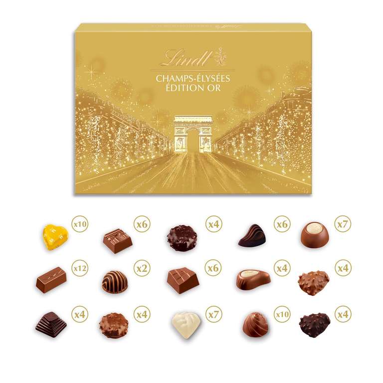 Boite de Chocolat assortiment Champs Elysées Lindt - Edition or ou etoilée  (via 8.10€ sur la carte fidélité et 10€ en bon d'achat) –