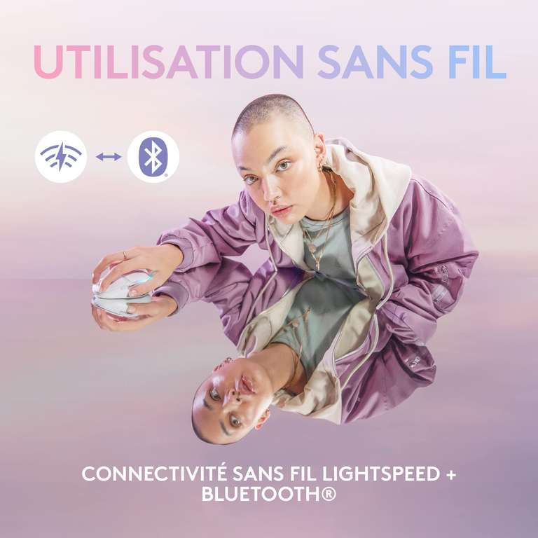 Souris Sans Fil Logitech G G705, RVB Lightsync, Lightspeed, Connectivité Bluetooth, Légère, PC/Mac/Ordinateur Portable - Blanc