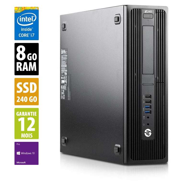 PC de bureau HP Z240 SFF - i7-6700, RAM 8 Go, SSD 240 Go, Windows 10 Pro (Reconditionné Grade B - Garantie de 1 an)