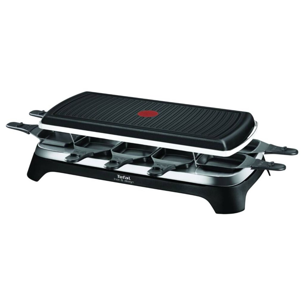 Occasion : Appareil à Raclette et Grill Tefal Gourmet Inox & Design RE458812 - 1350W, 2-en-1, 10 Personnes, Indic Thermo-Spot (Comme Neuf)
