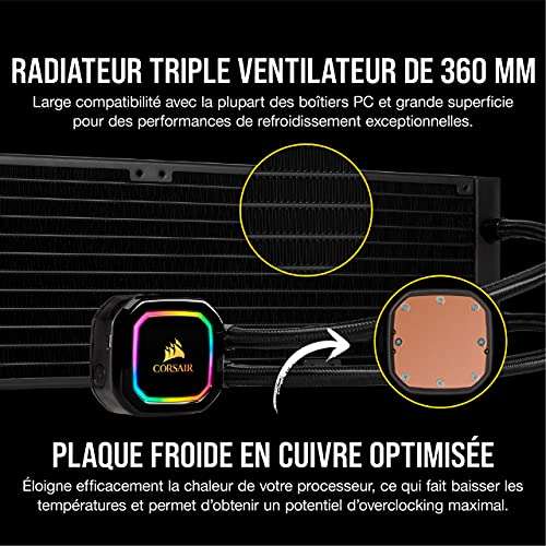 Watercooler Corsair iCUE H150i RGB PRO XT - Refroidissement Liquide pour Processeur, Radiateur 360 mm