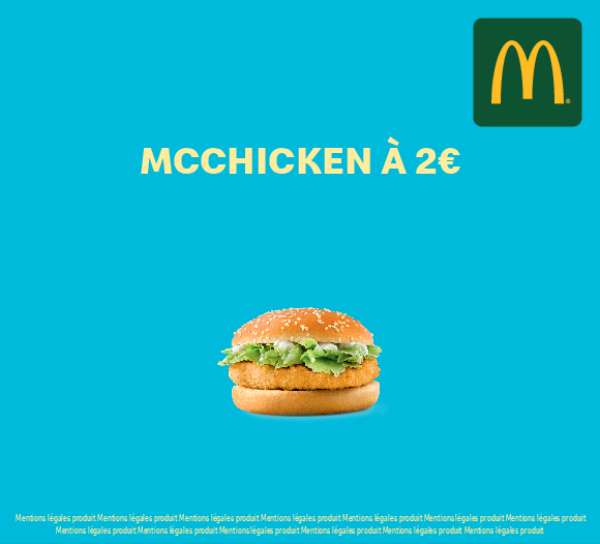 McChicken à 2€ (via Click&Collect) - Sélection de Mcdonald's (57 et 54)