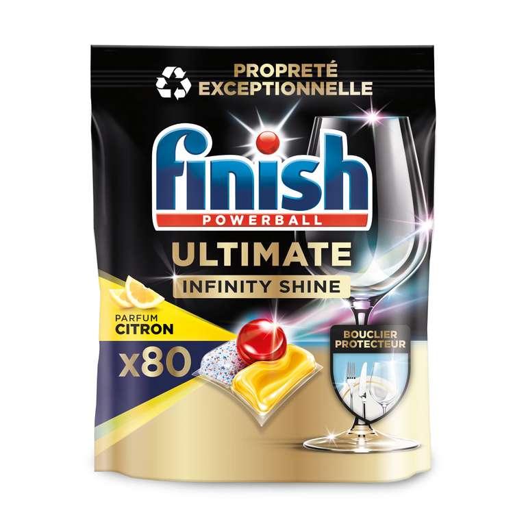 1 Paquet de 80 capsules Finish Ultimate Infinity Shine Pastilles Lave-Vaisselle Citron
