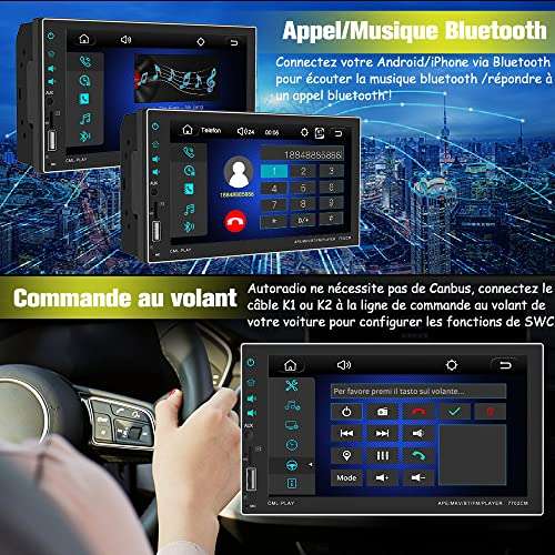 Autoradio 2 Din Carplay & Android Auto Awesafe - Écran 7 Tactile, Bluetooth  5.0, GPS, FM (Via coupon 30% - Vendeur tiers) –