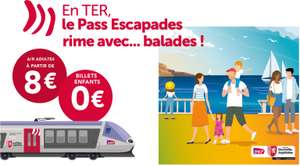 Pass Escapade 1 ou 2 jours : Trajet A/R en TER dans la région Nouvelle-Aquitaine entre 8€ et 40€ (gratuit pour les moins de 12 ans)