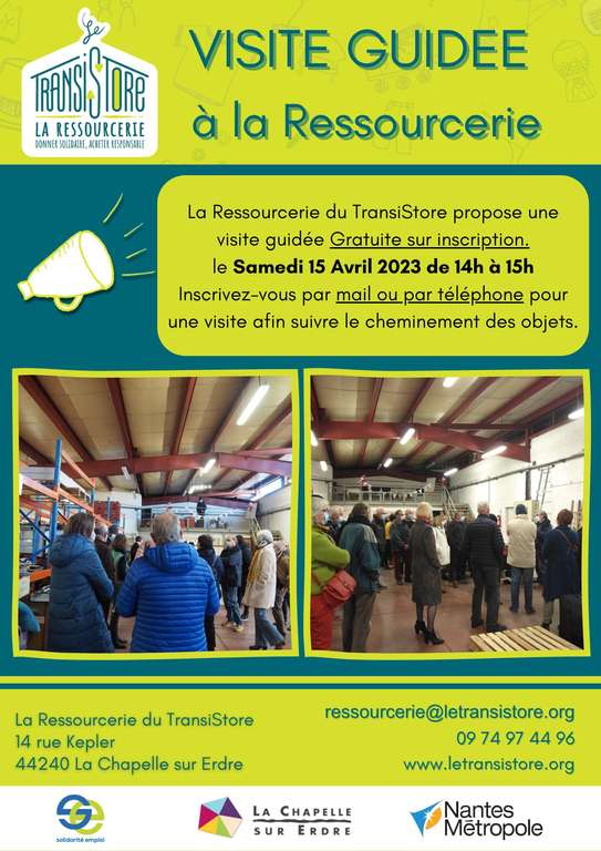 Visite guidée gratuite de la ressourcerie le 15/04 - La Chapelle sur Erdre (44)
