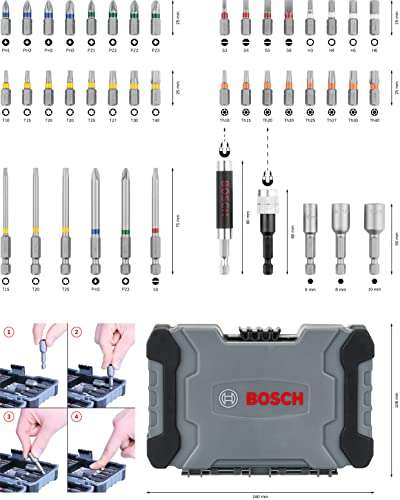 Coffrets d'embouts de vissage Bosch Professional Extra Hard 2607017164 - 43 pièces