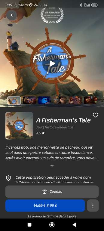 A Fisherman's Tale sur Oculus Quest 2 (Via l'Application - Dématérialisé)