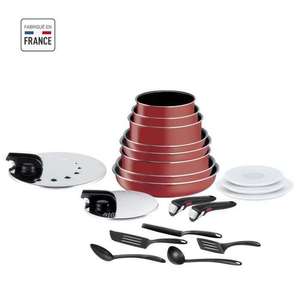 Batterie de cuisine Tefel Ingenio Easy Cook N Clean L1529102 - 20 pièces, Rouge, Tout feux sauf induction (+ 9€ en RP) - Boutique Tefal