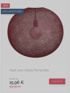 Sélection de luminaires et guirlandes lumineuses en promotion - Ex : Abat-jour Globe Terracotta (lacasedecousinpaul.com)