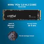 SSD interne M.2 NVMe Crucial P3 - 500 Go, Jusqu’à 3500 Mo/s (CT500P3SSD8)