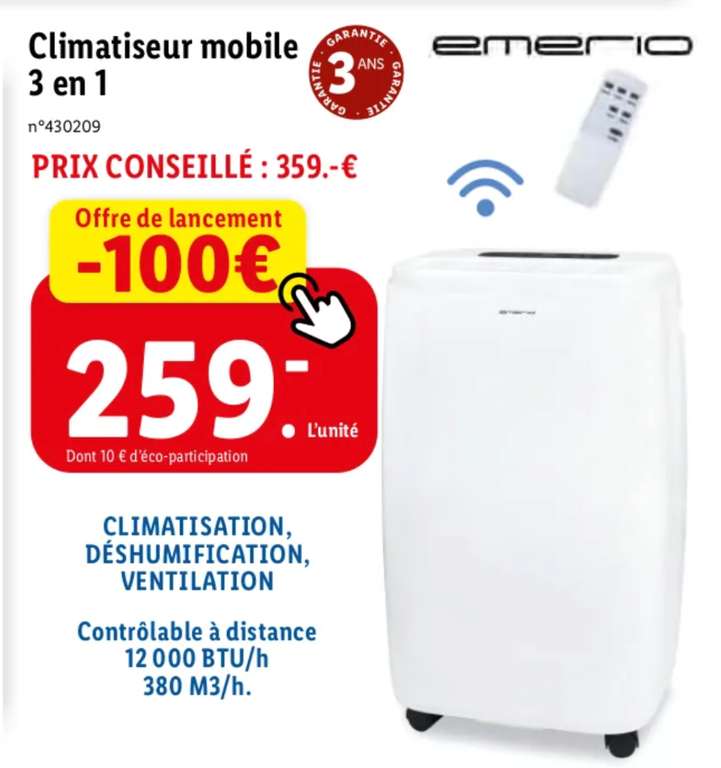 Climatiseur mobile Emerio - 12000 BTU