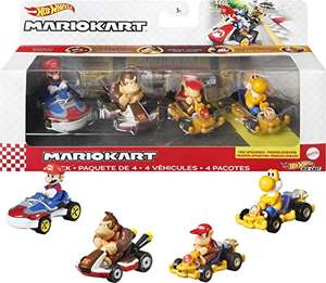 Coffret de 4 Véhicules Mario Kart Hot Wheels - Personnages Légendaires et 1 Modèle Exclusif