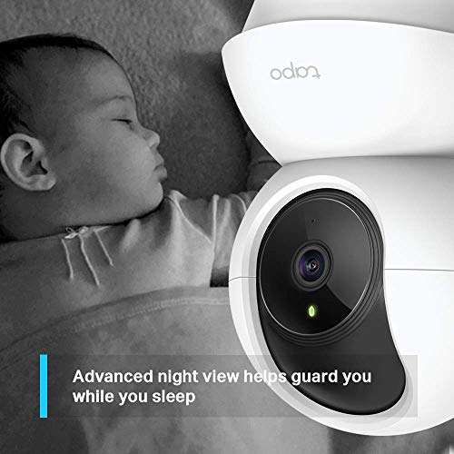 Caméra Surveillance WiFi intérieure 360° Tapo - Vision nocturne, détection de mouvement, compatible Alexa Google Assistant