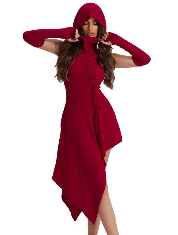 Costume femme robe à capuche Medievale Renaissance Lath.Pin, , Rouge, taille M et L (Vendeur Tiers)