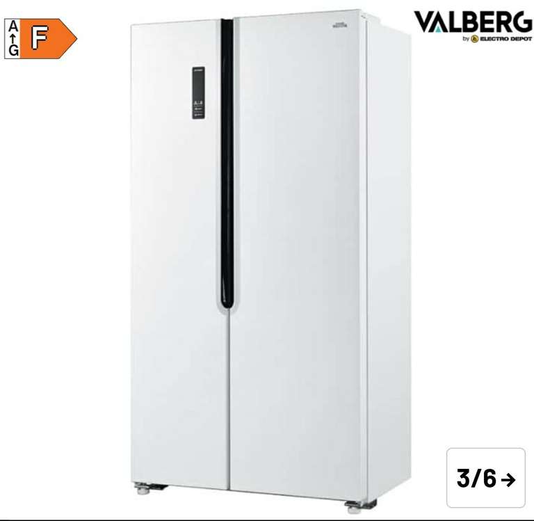 Réfrigérateur américain Valberg SBS 442 F W742C - Froid ventilé/No Frost, 291+151L, 40dB, F