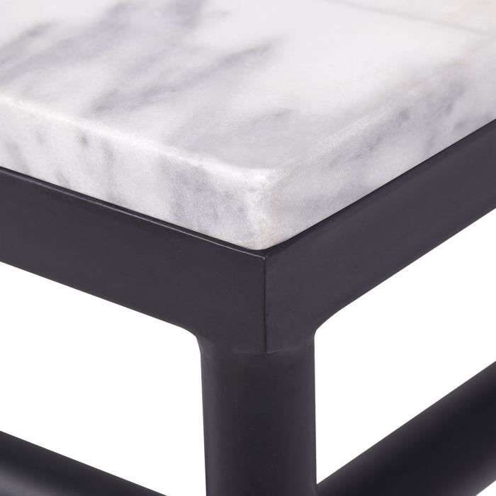 [CDAV] Table basse rectangulaire Marco - en métal et plateau verre / décor marbre, range-magazine intégré (+44.99€ CDAV)