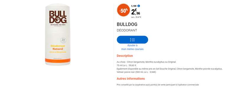 Déodorant naturel Bulldog (plusieurs variétés)
