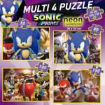 Ensemble de 4 Puzzles Educa Multi 4 Sonic Prime Neon - 50 à 150 pièces Qui Brillent dans l'obscurité