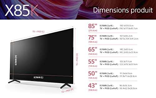 TV 75" Sony KD-75X85K (2022) - 4K, LED, HDR, Google TV, Noir