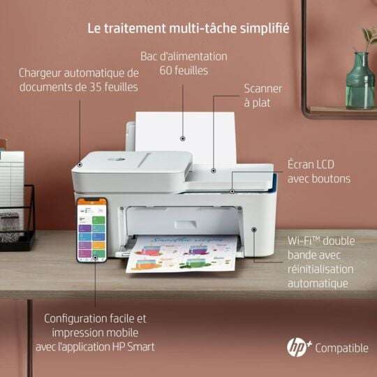 Imprimante tout-en-un HP Deskjet 4130e - Jet d'encre couleur, Scanner +10€ en carte Instant Ink +6 mois d'Instant Ink (Via 13.98€ fidélité)