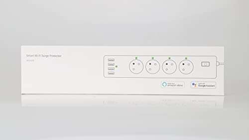Multiprise connectée WiFi Meross (10A 2400W) - 4 Prises FR (Type E) + 4 USB (Compatible Alexa, Google Home et SmartThings)